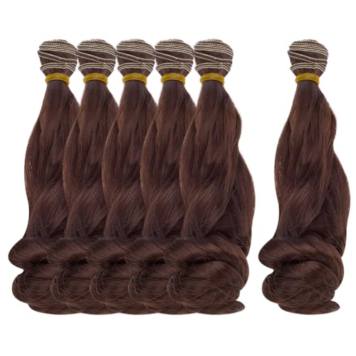 6 Pcs Doll Wig 200mm Doll Curly Wigs Long Hair Extension Brown Color for Doll Making Kit Arts Supplies DIY Handmade Crafts - style: Brown Curly