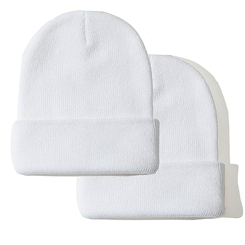 NPJY Unisex Beanie for Men and Women Knit Hat Winter Beanies | Warm-Keep & All-Size, Comfortable & Durable, Soft for Winter Weather - color: White