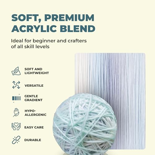 Mary Maxim Prism Yarn, Acrylic Multicolor DK Yarn, 290 Yards, Seascape | Ombre Yarn, 3 Weight, Machine Wash, For Knitting and Crochet, Create Baby Items, Blankets, Afghans, Clothing Variegated Yarn - color: Seascape
