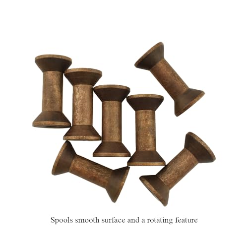 HAHIYO 1.6Inch/4cm 7PCs Vintage Coffee Color Wood Spool - Retro Unfinished Wooden Thread Spools for Textile Wire Weaving Ribbon Crafts DIY Art Education - Smooth, Rotatable Bobbins - color: Retro Coffee Color, size: 1.6Inch-7P