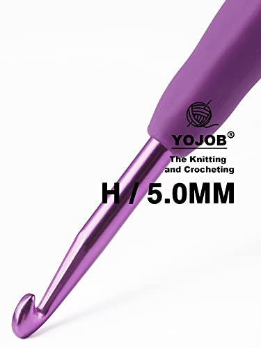 YOJOB 2-Pack Size H / 5mm, I / 5.5mm Crochet Hooks, Ergonomic Crochet Hook | Super Smooth Knitting Needles with Soft Rubber for Beginner and Advanced (5.0mm,5.5mm) - size: 5mm,5.5mm