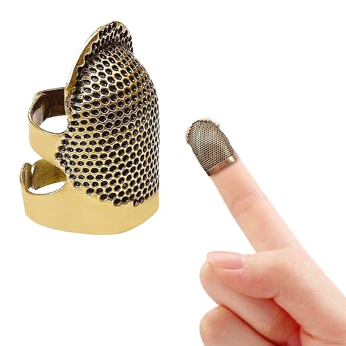 Sewing Thimble, Finger Protector for Hand Sewing, Quilting & Needlework, Comfortable Fit, Essential Sewing Accessory Safety Use - color: 1 Brown S