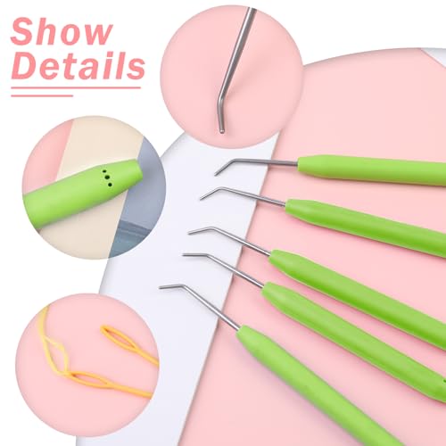 Wonvoc 8 Pcs Green Knitting Loom Hooks, Loom Knit Hook Set | Crochet Needle Hook Kit, with 12 Pcs Colorful Plastic Sewing Needles Looming Needles for Knitting Looms & Boards - color: Green