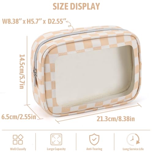 YOPCDJ 3PCS Clear Toiletry Bag,TSA Approved Travel Makeup Pouch with Zipper for Cosmetics and Toiletries，Diaper Bag Organizer Pouch Set,Women's Purse Organizer and Clear Car Bag - color: Orange, size: 3pcs