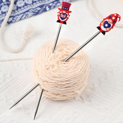 8pcs Gnomes Knitting Needle Stoppers, Knitting Needle Point Protectors, Knitting Needle End Caps, Knitting Accessories and Gadgets - color: Blue Red White