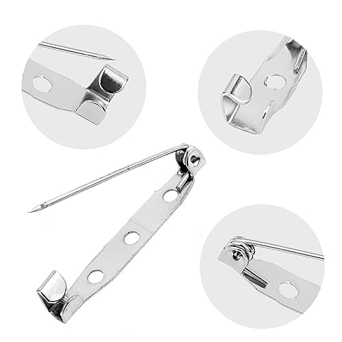 50 Pcs Silver Bar Pins, Safety Pins - Secure Back Clasp - Reliable Brooch Pins for Various Uses Locking Pins Backs Safety Clasp Brooch (38MM, Silver) - size: 38MM