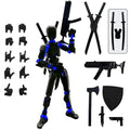 3D Printed Figure 5.54-inch Dummy13 with Weapon Expansion Set. (Black+Blue) - color: Black+blue