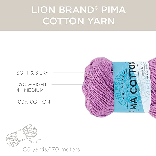 (1 Skein) Lion Brand Yarn Pima Cotton Yarn, Mulberry - color: Mulberry, size: 1 Pack