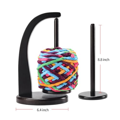 FLYKEY Yarn Holder for Crocheting with Magnetic Yarn Spinner-Black-Standard | Wooden Yarn Ball Holder for Crochet Yarn Storage Organizer with 360° Rotating Spindle, Gift for Knitting Lovers - color: Ebony, size: Standard Size