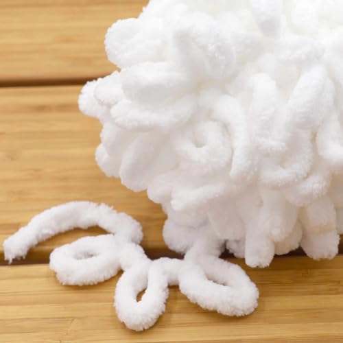 JubileeYarn Fun Finger Loops Yarn, White, 6 Skeins | 100g/Skein, Jumbo, Polyester - color: 003 White
