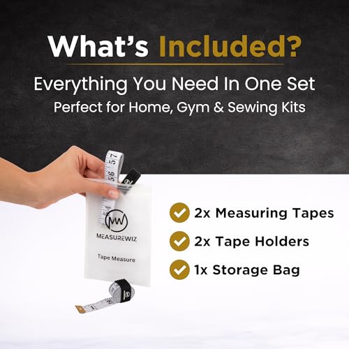 Measuring Tape - (2 Pack) 60 Inch 150 cm Soft Fabric White Tape Measure for Tailors Dressmakers and Sewing - Metric Waist and Body Measurements - Reusable Ziplock Bag Convenient Storage