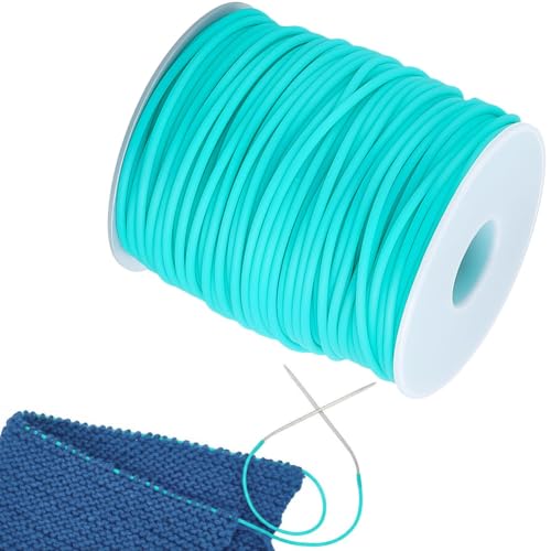 CRASPIRE 54.68 Yards 2mm Hollow Pipe Rubber Tube Cords Barber Cord for Knitting Stitch Holder Tubing 1mm Hole Rubber Cord with Spool Turquoise for Bracelet Jewelry Making DIY Crafts Bead Creation - color: Turquoise
