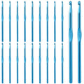 20PCS 5mm Crochet Hooks Set Aluminum Yarn Needles Blue for Beginners
