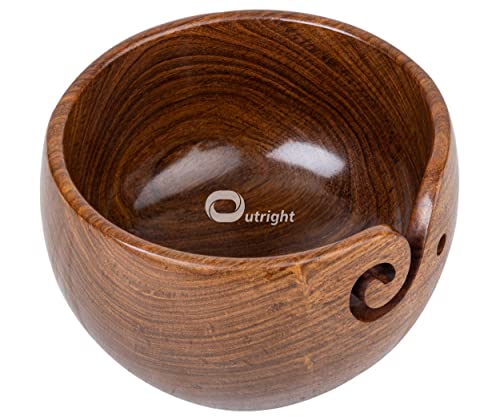 Outright Wooden Yarn Ball Winder Large Capacity Complete Set of Crocheting and Knitting - Yarn Bowl, Crochet Hooks Set of 15, Yarn Winder and Swift - color: Rosewood, size: Complete Knitting Set