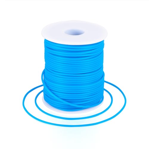 Beadthoven 2mm Hollow Pipe Rubber Tube Cords, 54.68Yards Barber Cord for Knitting Stitch Holder, Tubing Rubber Cord with Spool for Bracelet Jewelry Making DIY Crafts 1mm Hole - Dodger Blue - color: Dodger Blue, size: 2mm