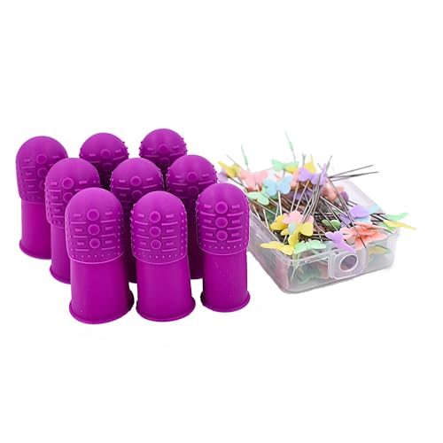 Comfy Flexible Thimbles | Xtra-Grip Thimble | Small (3) - Medium (3) - Large (3) | Includes Set of Sewing Pins (Pins Not Heat Resistant)