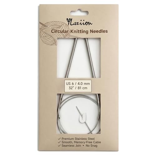 YLaziion Circular Knitting Needles Size 6 (4.0mm) 32 Inch Stainless Steel | US 6 Premium Metal Needle, Ergonomic Circle Weaving Needles for Sweater Scarf, 81cm - size: US 6 - 32" / 81CM (4.0mm)
