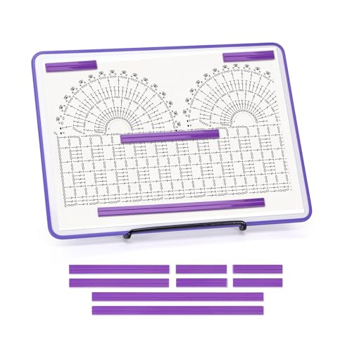BABYSHEEP Knitting Pattern Holder with 8 Replacement Magnets | Knitting Chart Keeper Magnetic Board Cross Stitch Supplies for Crochet 12.3*8.9inches (Purple) - color: Purple