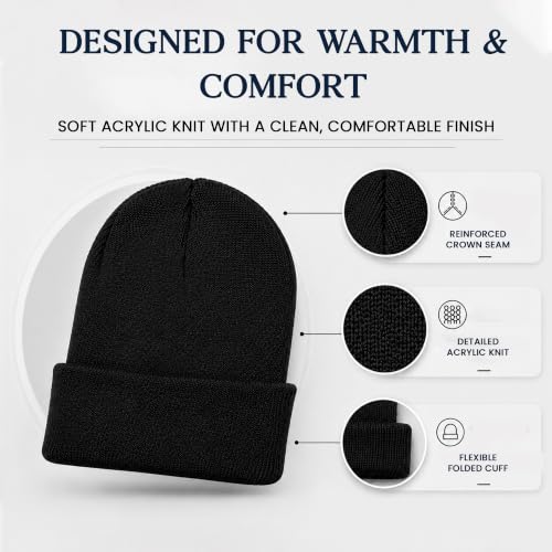 Yacht & Smith Wholesale Beanie and Glove Winter Bulk Kit, Kids Adults Bulk Sets, Homeless Donation Shelters - color: 12 Packs Adults Black