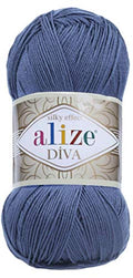Alize Diva Silk Effect 100% Microfiber Acrylic Yarn 1 Ball skeins 100gr 383yds Color (353 - Indigo) - color: 353 - Indigo