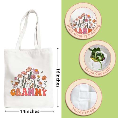 Grandma Gifts Tote Bag Birthday Mothers Day Retirement Gifts for Women Mama Nana Mimi Shoulder Bag Reusable Grocery Bags - color: Grammy