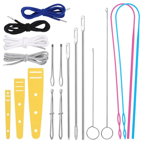 Fedmut 18PCS Drawstring Threader Tool Set with Loop Turner Elastic Threader | Loop Turner Sewing Tool with Elastic Threader and Hoodie String Drawstring for Jacket, Pants, Sportswear and Hat Threading - color: Set D