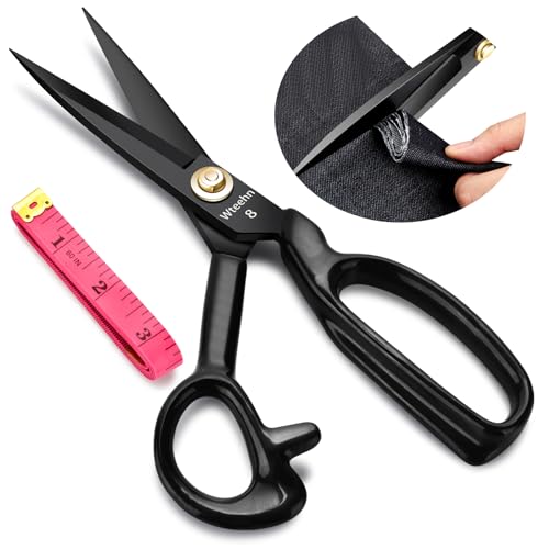 Fabric Scissors Professional, 8" Heavy Duty Sewing Scissor for Fabric Cutting, Tailor Sharp Sewing Shears for Cutting Leather craft Home Office Students Artists Dressmakers - size: 8 inch