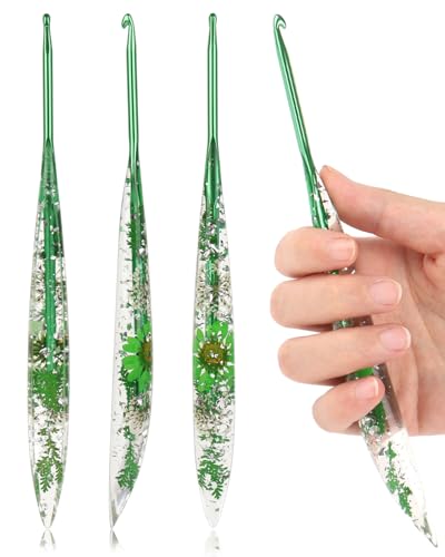 Coopay Crochet Hook, 4mm Ergonomic Crochet Hook with Floral Plastic Grips | Long Crochet Needles for Crocheting,Stylish and Unique, Ideal for Crocheting Blankets, Dolls, Shawls, Hats, Scarves (G-4.0mm) - size: G-4.0mm