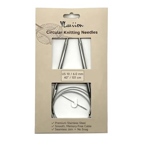 YLaziion Circular Knitting Needles Size 10 (6.0mm) 40 Inch Extra Long Steel | US 10 Ergonomic Metal Needle for Chunky Bulky Yarn Blanket Afghan Projects, 101cm - size: US 10 - 40" / 101CM (6.0mm)