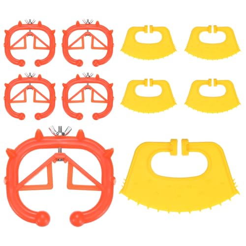 M METERXITY 10-Pack Cow Nose Rings Set, Plastic Farm Livestock Cow Nose Clip with 0.79" Long Spikes for Farm Cattle Prevent Milk Sucking [Orange/Yellow] - color: Orange/Yellow