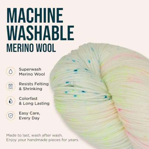 KnitPro Symfonie Fingering Weight Merino Wool Yarn 100g, Neon Confetti | 75% Extrafine Merino & 25% Polyamide, 438yds, OEKO-TEX Certified, Superwash, Colorfast, #1 Yarn Skein for Knitting & Crochet - color: Neon Confetti