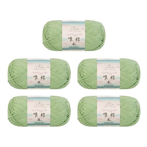 Susan's Family Combed Cotton 4 ply Yarn 5x50g-5Packs-25#Fair Green | 5skein pack balance 60cotton40acrylic blend Fingering Yarn Soft breathable durable crochet and knit baby blanket cardigan toy - color: 25#Fair Green