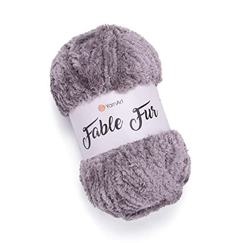 YarnArt Fable Fur Yarn – 1 Skein (100g), Chunky Faux Fur Fiber for Knitting, Crochet & DIY – Soft, Fluffy, Eyelash Texture – Super Bulky, Fuzzy Material for Clothes, Toys, Blankets & Crafts (969) - color: 969