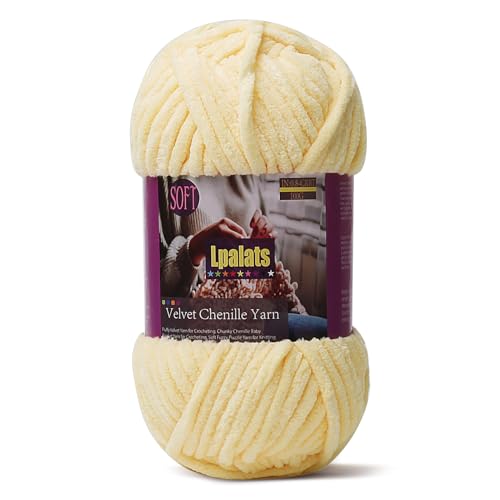 Baby Blanket Yarn for Crocheting Soft, #6 Yellow Super Bulky Chenille Yarn | 1 Pack of 87 Yds, 3.5 Oz Plush Chunky Yarn for Crocheting, Thick Fluffy Velvet Yarn for Crochet Knitting Blankets, Amigurumi - color: Goose Yellow