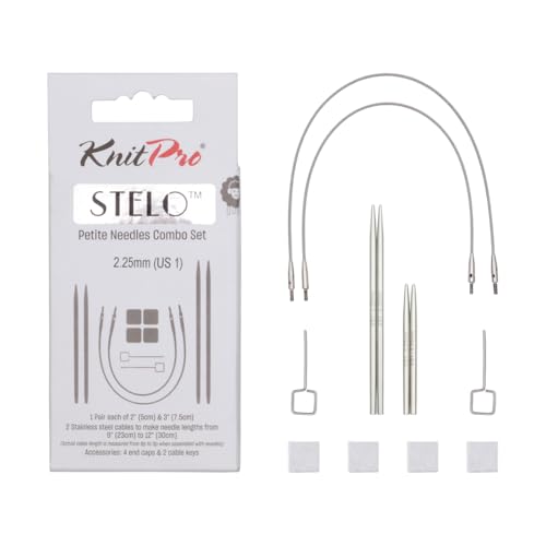 KnitPro Stelo Petite Interchangeable Needle Combo Set 2" (5cm) & 3" (7.5cm) | US 1 (2.25mm) - size: US Size 1 (2.25mm)