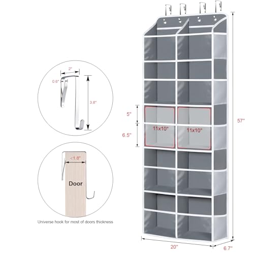 Univivi Hanging Yarn Storage Organizer with Side Pockets, 5 Tiers, Grey | 10 Clear Compartments, 10 Mesh Side Pockets, Large Capacity Hanging Yarn Organizer for Crochet Hook and Yarn Ball Storage - color: Grey, size: 5 LAYER