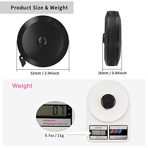 DiCUNO 3-Pack Soft Retractable Measuring Tape, 60-Inch 1.5 Meter, Black | Measuring Tape for Pocket, Body Tailor Sewing Craft Cloth, Medical Nursing, Tape Measure - color: Black*3pcs
