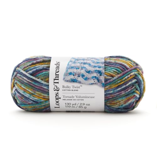 Loops & Threads Green Bulky Twist Multi Yarn – Bulky Weight Yarn for Knitting, Crochet, Weaving, Arts & Crafts, 15 Pack - color: Green