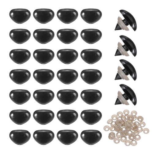 MECCANIXITY 100set 15mm Large Plastic Triangle Safety Noses Black with Washer for Crochet Stuffed Animal Doll Craft Puppet Plush Toy Bear - color: Black, size: 15mm