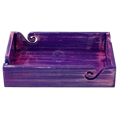 Hind Handicrafts Wooden Yarn Bowl Tray for Knitting and Crochet – 4-Way Handmade Rosewood Holder – Tangle-Free Yarn Organizer with Spiral Cut – Travel Friendly (Purple, 12" x 8" x 2.5") - color: Purple