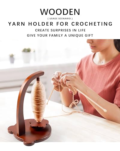Hefild Magnetic Yarn Holder for Crocheting with Bear Shape– 360° Spinning Spindle for Tangle-Free Yarn Ball Holder Spinner, Solid Wood Construction, Ideal for Knitting & Crochet Projects