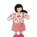 PlanToys® Mother Wooden Poseable Dollhouse Figurine 1:12 Scale 5-Inch Doll | mom character, doll house people accessories, bendable arms, kids pretend play, storytelling learning gift ages 3+ for girls - color: Asian Mom