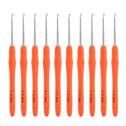 Vodiye 10PCS Crochet Hooks, Professional Extra Long 2.5mm Crochet Hook, Ergonomic Handle Crochet Hooks Set, Crochet Needle for Beginners and Experienced Crochet Hooks Lovers (10pcs - 2.5mm) - size: 10pcs - 2.5mm