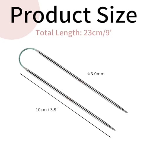 Soosui 3.0mm Circular Knitting Needles US2.5 | 3-Pack 9-inch (23cm) Double-Pointed Flexible Circular Needles, 3cm Cable, Durable and Smooth for Sweaters, Socks, Hats, and Other DIY Knitting Projects. - size: 3.0mm/US2.5