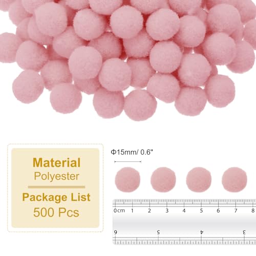 PATIKIL 0.6inch Pom Poms for Crafts, 500pcs Small Pompoms for Crafts Mini Puff Balls Bulk High Elasticity Fuzzy Balls for Hats Christmas Art DIY, Dark Pink - color: Dark Pink, size: 0.6inch
