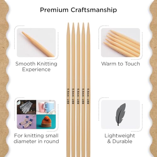 Knitter’s Pride Bamboo Luxe Double-Point Needle 8""(20cm) - US 9(5.5mm) - size: 5.50mm
