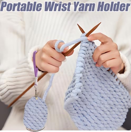 Flower Acrylic Wrist Yarn Holder for Crocheting and Knitting, Detachable Yarn Spinner with 360° Rotation, Acrylic Disc & Rod & Wrist Strap, Portable Tangle-Free Crochet and Knitting Accessory