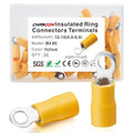 Chanzon 50pcs Yellow #8 M4 Ring Terminals 12-10AWG UL Recognized Insulated | Eyelet Wire Connector Gauge Electrical Crimp Connector for Boat Truck Stereo Car - size: 4mm Ring, style: 12-10AWG