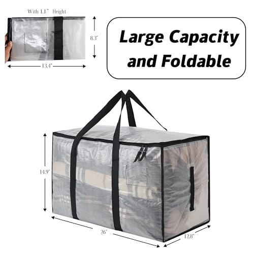 2 Pack Heavy Duty 93L (24.5 Gallon) Stackable Plastic Storage Bins with Lids, Clear Totes – For Home Organization and Storage, Sturdy and Reusable Alternative to Moving Bags - color: Clear, size: 2Pack