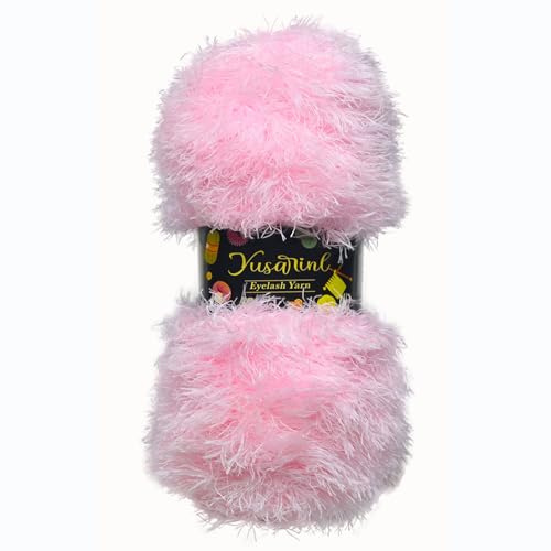 (23 Colors Available) Yusarinl Eyelash Yarn Fluffy 100% Polyester 3,35oz 130 Yards, Fun Fur Yarn for a Border, toy's Hair or Beard-Gentle Pink - color: Gentle Pink, size: 1 Skein